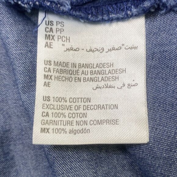 Karen Scott Women Short Sleeve Button Up Embroidered Chambray Denim Top Sz PS - Picture 6 of 7